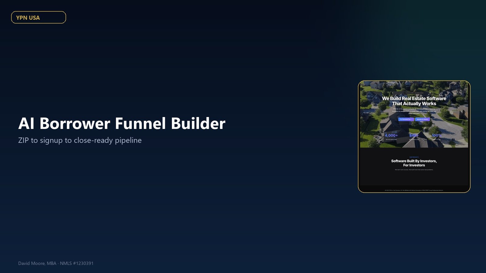 YPN USA AI borrower funnel builder — mortgage loan officer lead capture flow